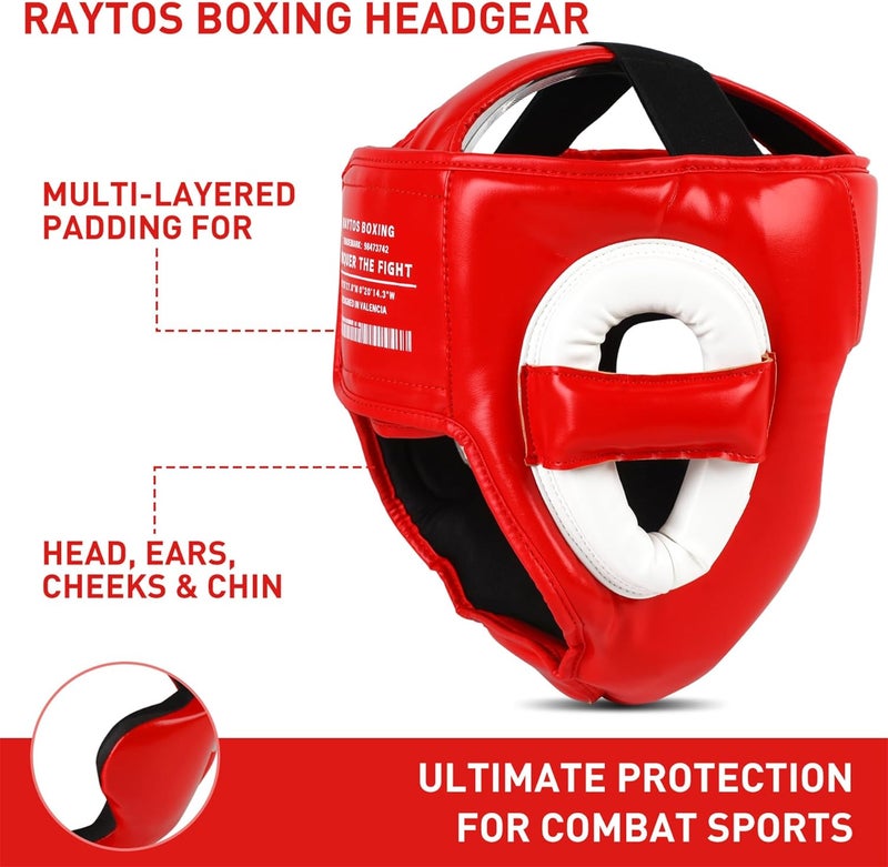 Raytos Boxing Headgear Helmet for Men Women - Professional Lightweight Open Face Combat Head Guard with Breathable Protection, Secure Fit for MMA Muay Thai Kickboxing Sparring Training Fighter - Image 5